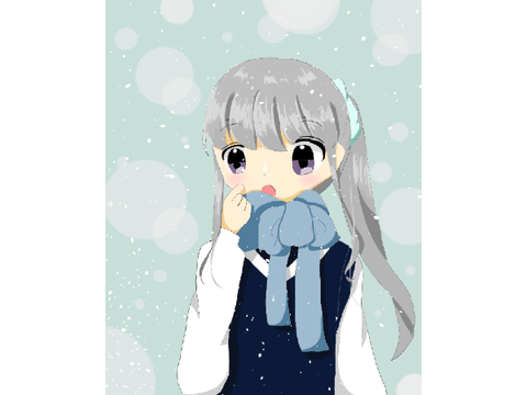 雪の中のポニテ少女