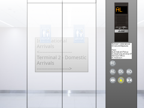 Glass Mitsubishi lift at Matt_4170 International Airport - Terminal 1