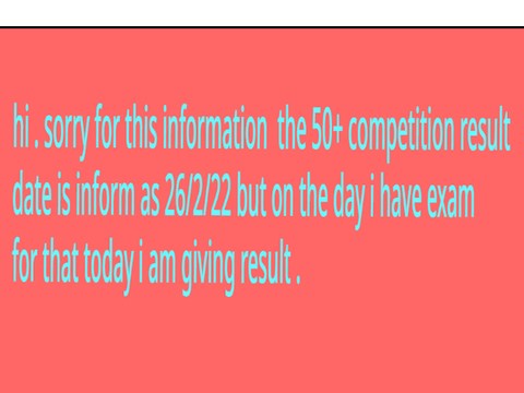 MY 50+ COMPETITION RESULT