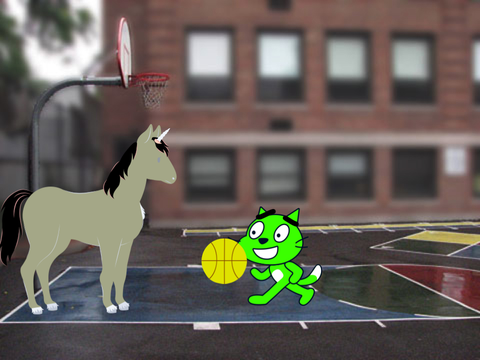 Shrek plays basketball
