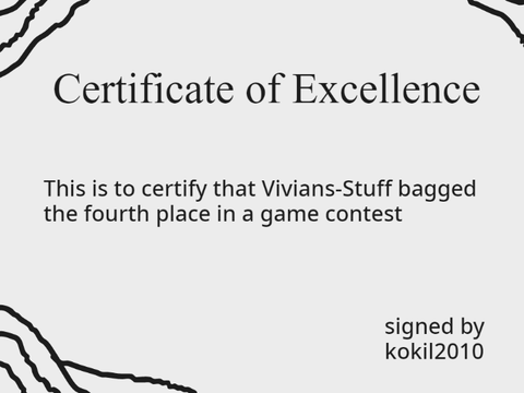 Certificate for @Vivians-Stuff 