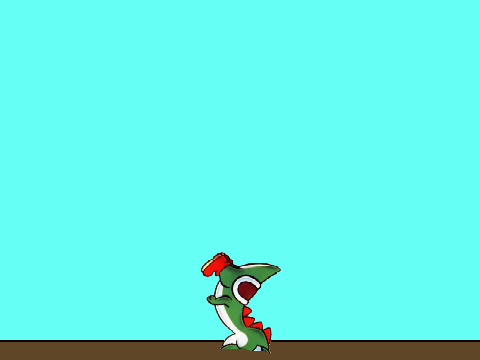 Yoshi falls off a cliff
