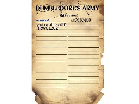 Dumbledore's Army Sign Up Sheet remix remix remix
