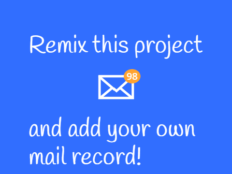 Remix this project and add your own mail record! remix