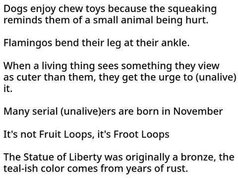 useless facts i know for no reason