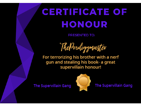 Special Supervillain Award For @TheProdigymaster