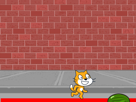 Scratch cat tosses water melons 