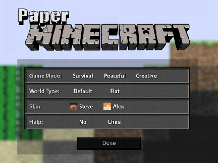 Paper Minecraft with new World Generation
