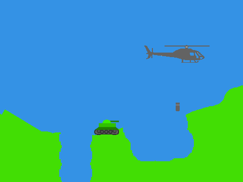 Drivable tank + Helicopter Destroyable Ground