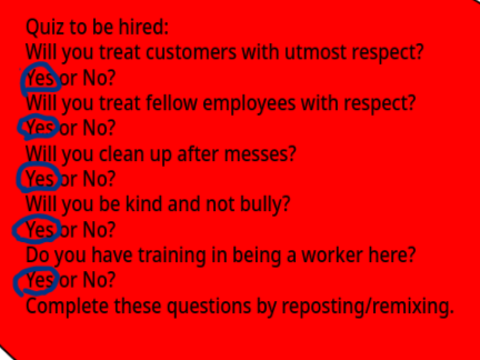 Quiz to be hired at McDonalds.