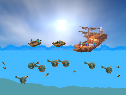 Minecraft Boats on the sea