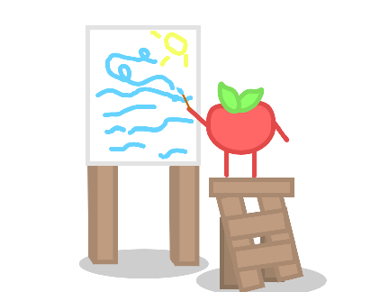 big vegetable making a painting