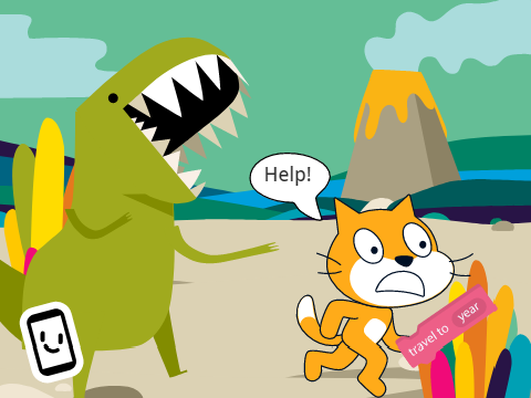 Time travel with scratch cat!