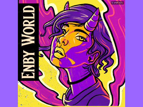 non-binary band poster that i made!!