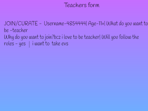 Back to school teacher Form 