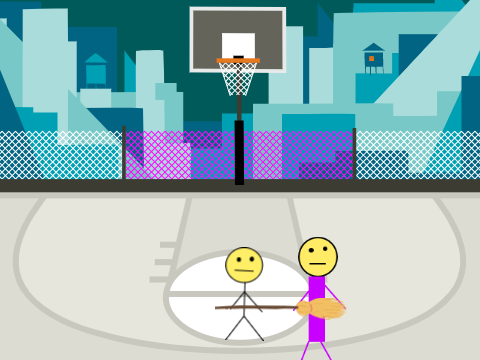 BOB tries to plays basketball