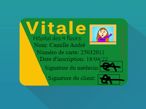 Carte vitale Camille Gardénia 