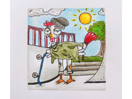 Skater Chicken Drawing cuz why not