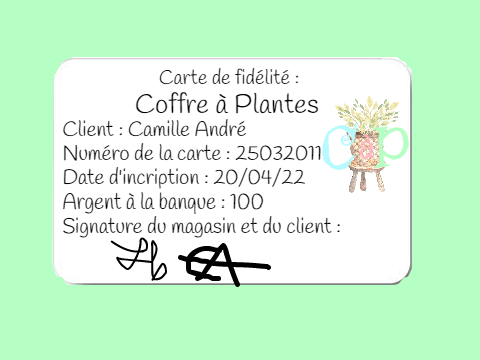 Carte de fidélité - Coffre à Plantes - Gardénia remix