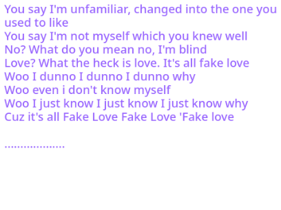 BTS (Fake love) song with English lyrics