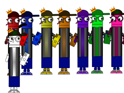 Red-Five, Blue-Five, Yellow-Five, Orange-Five Purple-Five, Pink-Five Meet White Five