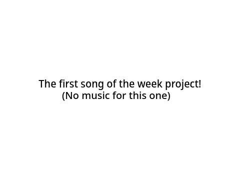 First song of the week project!!!