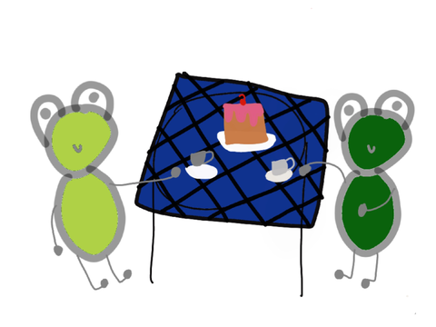 Frogs having a tea party