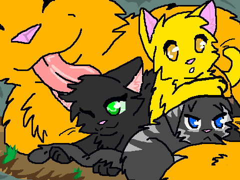 Squrrielflight and the two (sorry hollykit...(Squrrielflight, u r not the mommmy cat))