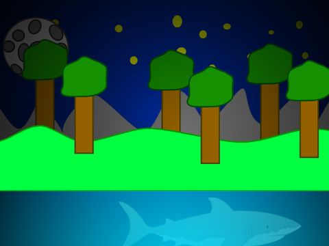 night parallax with swimming fish