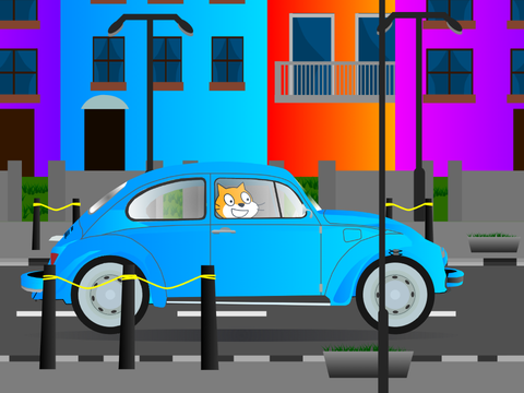 Scrolling Colorful City Car but you can control speed remix