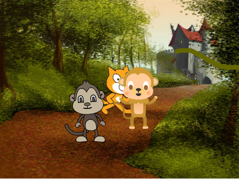 monkey's with a cat 