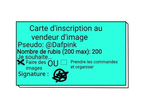 Carte d'inscription au vendeur d'image a remixer ! remix