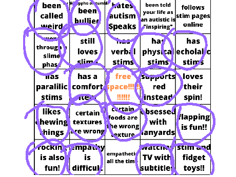 Me autism bingo remix