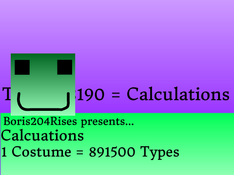 1 Costume = 891500 Types