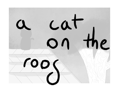 -` a cat on the roof 