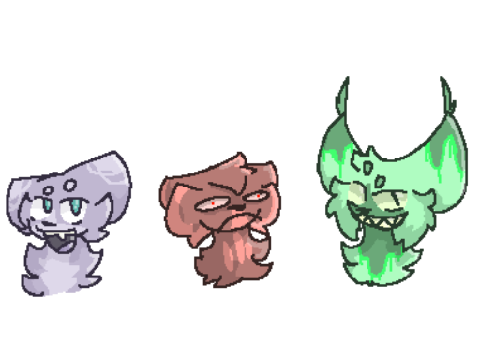 blue cat, red cat, and green lynx