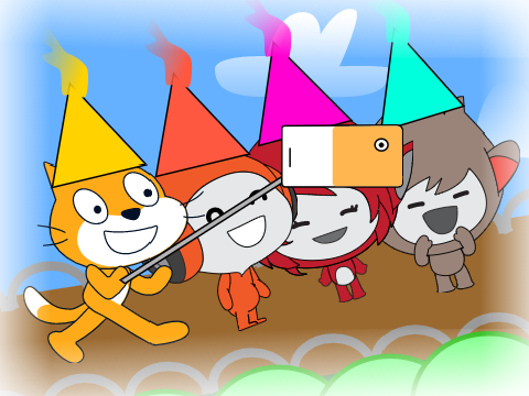 Scratch cat's b'day selfie!