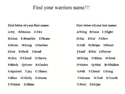 Find your warriors name!!