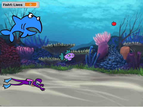Use the mouse to get away from the SHARK!