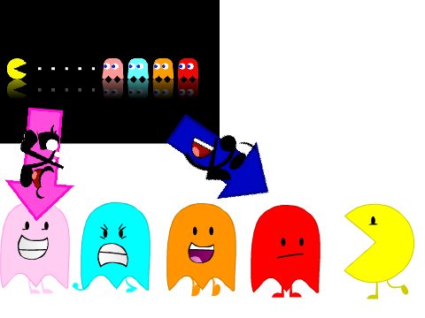 pacman and ghosts in object