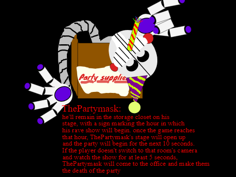 ThePartymask1.0 - (wip w/ menu vector, room with animations, mechanic, and jumpscare) 