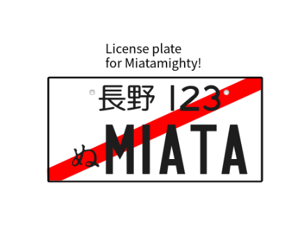 license plate for Miatamighty
