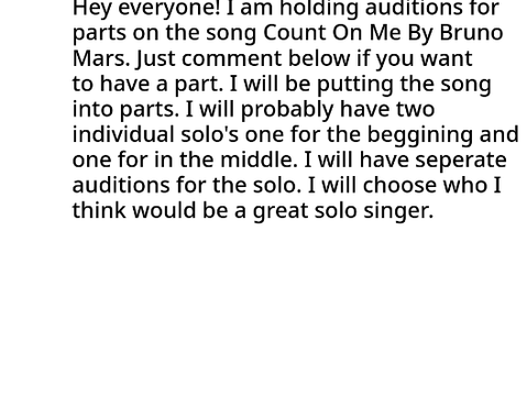 Audition Sign Ups For The Song Count On Me By Bruno Mars