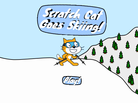 Scratch Cat Goes Skiing