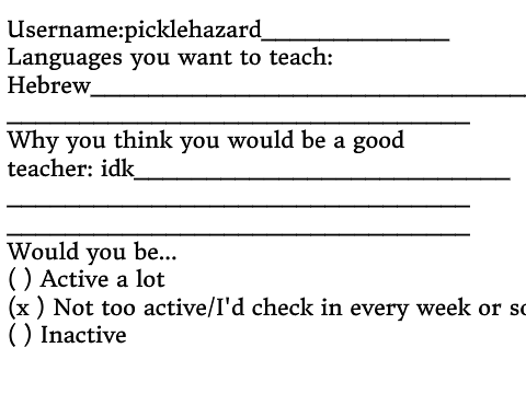 Multilingual Teacher Form remix