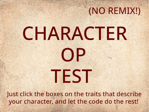 Character OP/Mary Sue Test