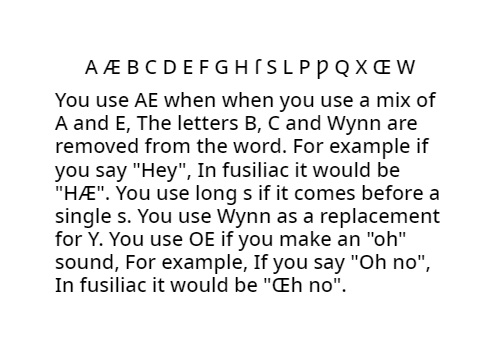 Fusiliac Alphabet