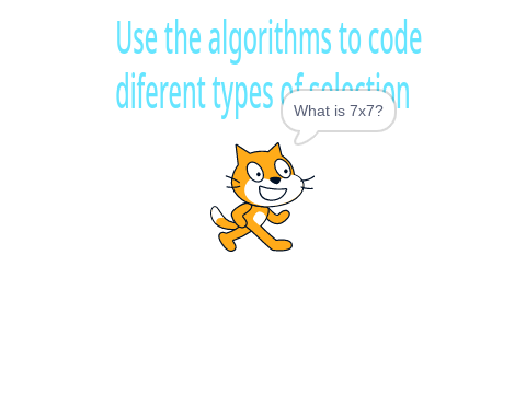 Maths quiz exploring conditional selection 