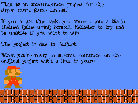 Super mario game contest Announcement