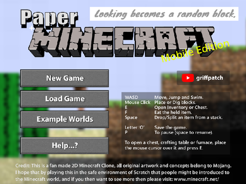 Paper Minecraft but looking becomes a random block (mobile)